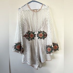 Embroidered Detailed Romper Hello Molly Size 10